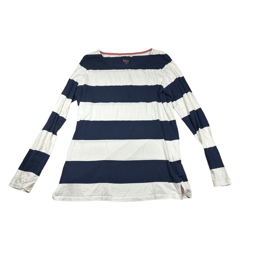 Boden 100% Cotton Stripes Ahead of the Rest Navy & White Striped Shirt Size 10